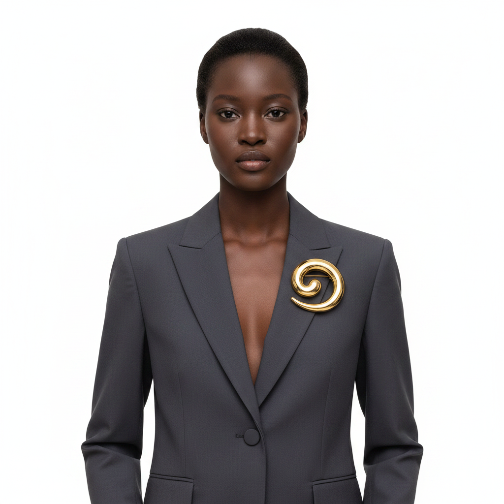 Spiral Swirl Brooch – Front Lifestyle