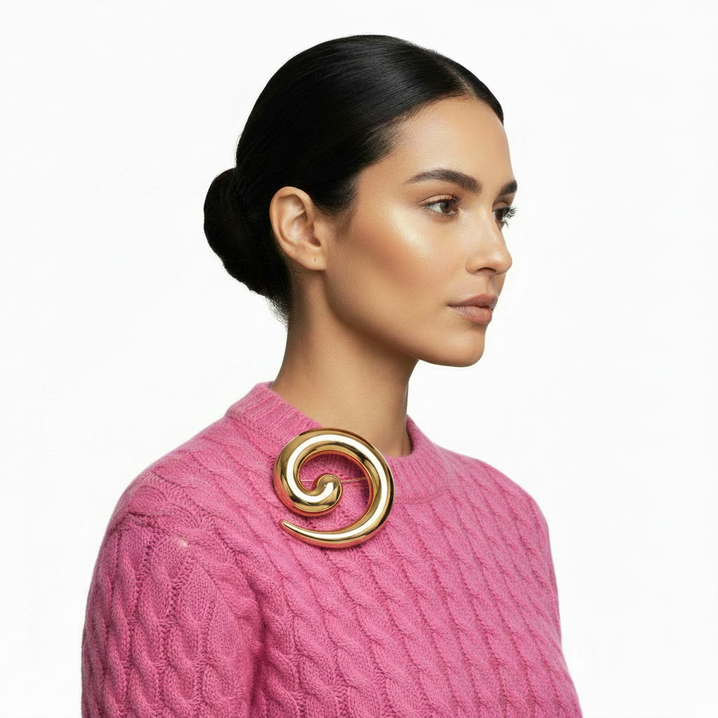 Spiral Swirl Brooch – Side Lifestyle, Lower Position