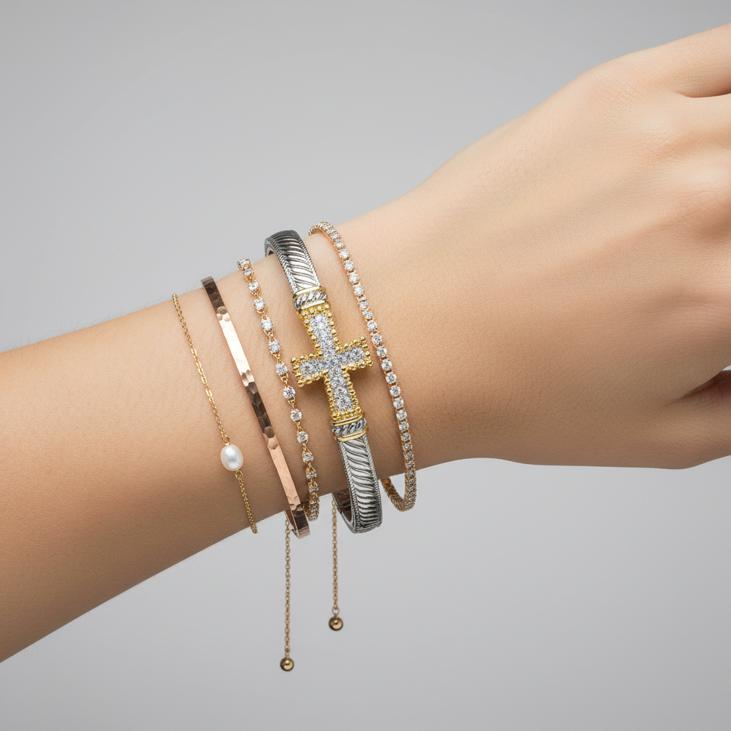 Stacked bracelets square