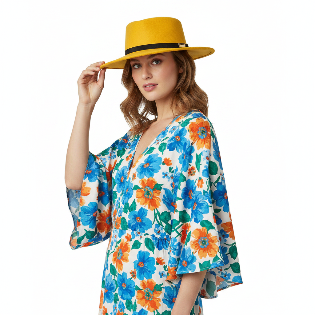 Sunshine Yellow Fedora – Three-Quarter