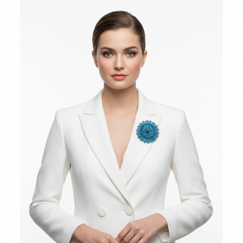 Teal Brooch Lapel Front