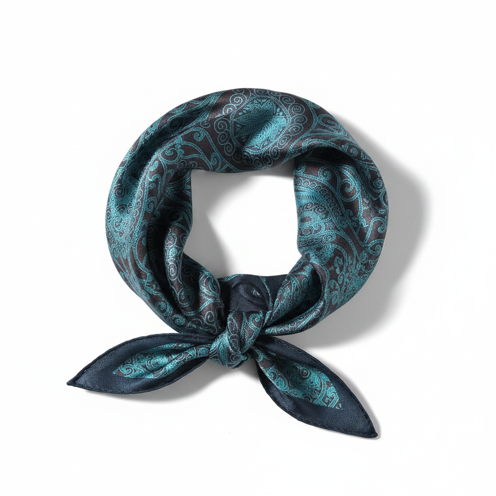 Teal Paisley Scarf - Close-up 1
