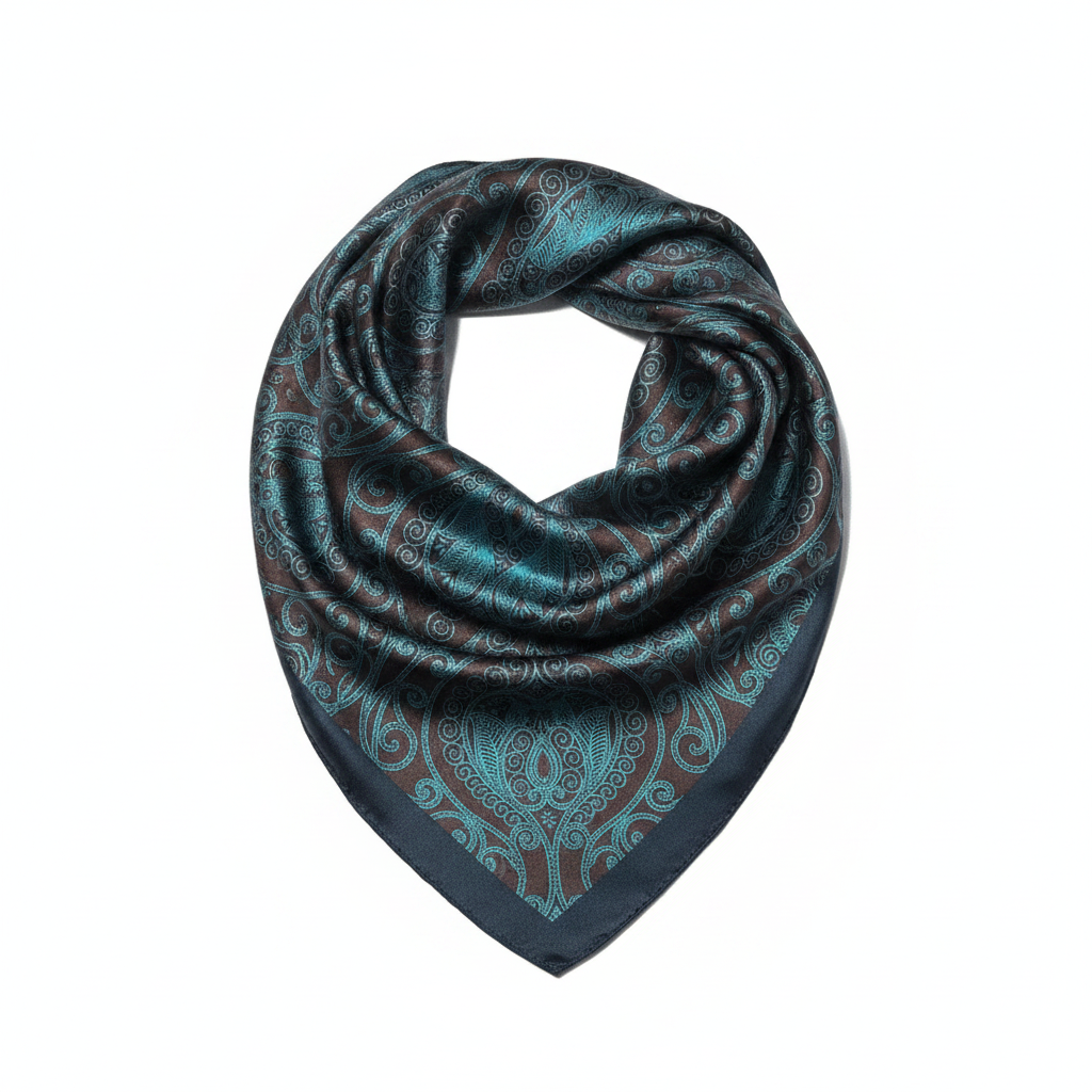 Teal Paisley Scarf - Draped