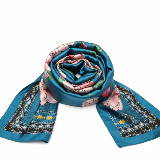 Teal Scarf Rolled Detail