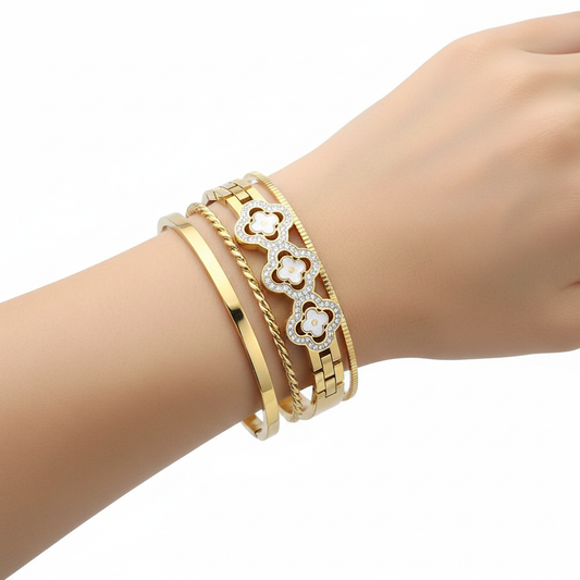 Triple Clover Bangle – Stacked