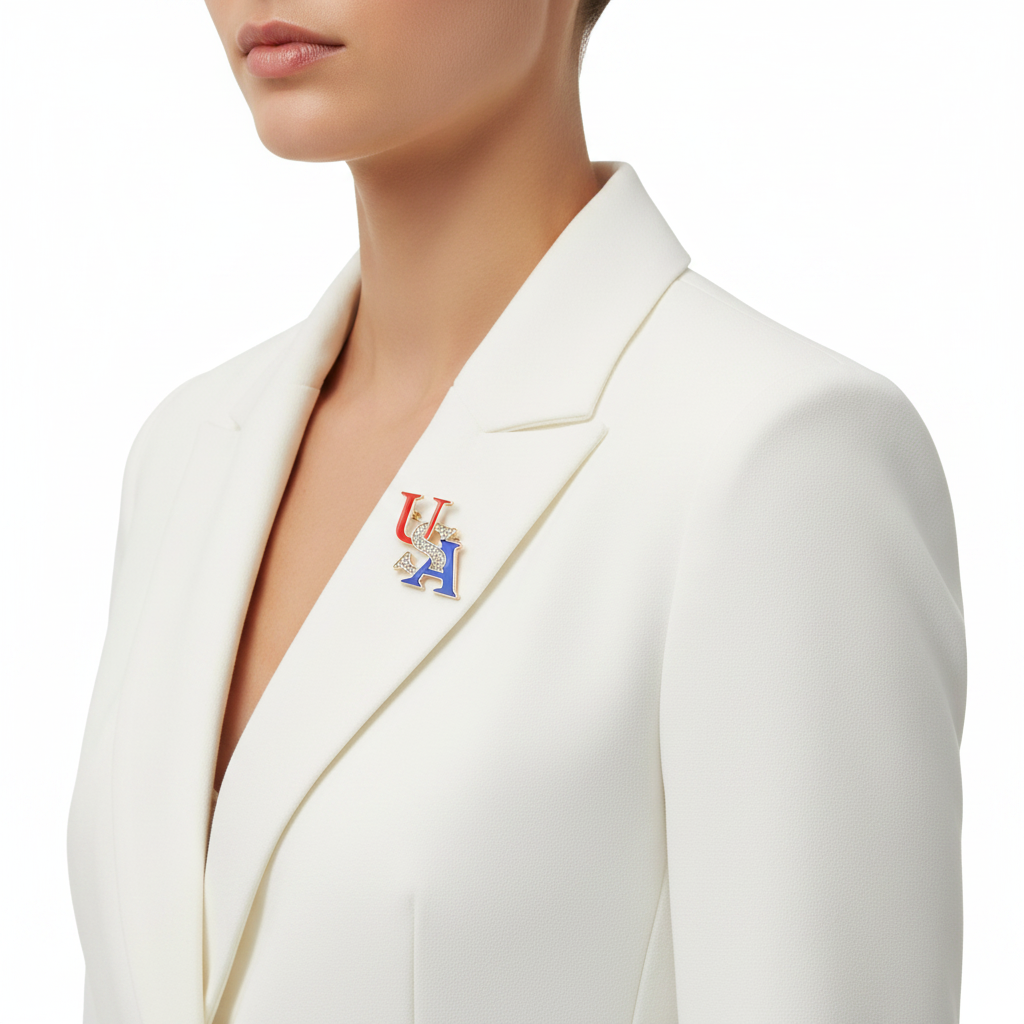USA Brooch – White Blazer Front