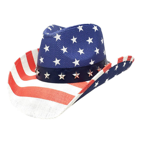 USA Flag Star Stud Cowboy Hat - Hautefull