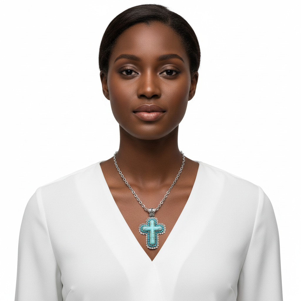Western Turquoise Cross Pendant Lifestyle