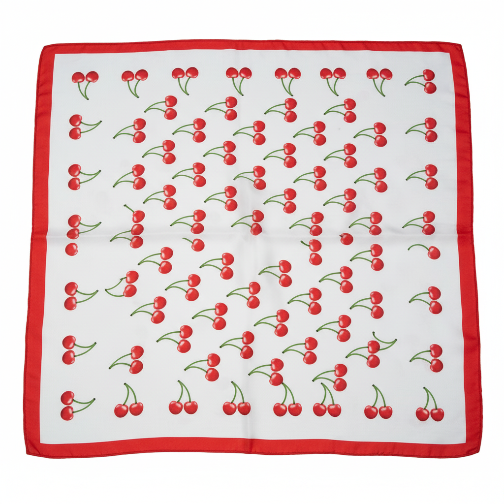 White cherry scarf flat lay