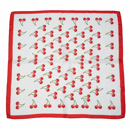 White cherry scarf flat lay