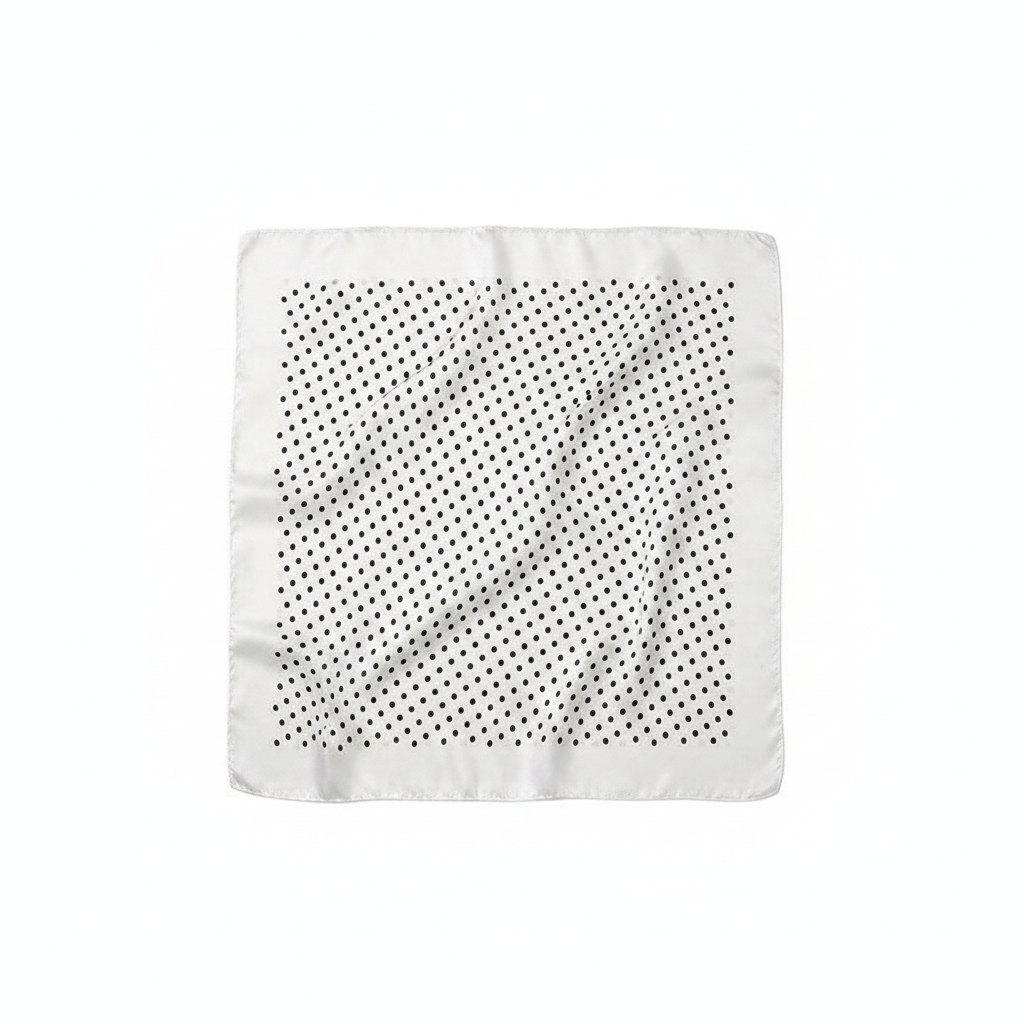 White Polka Dot Scarf – Flat Lay