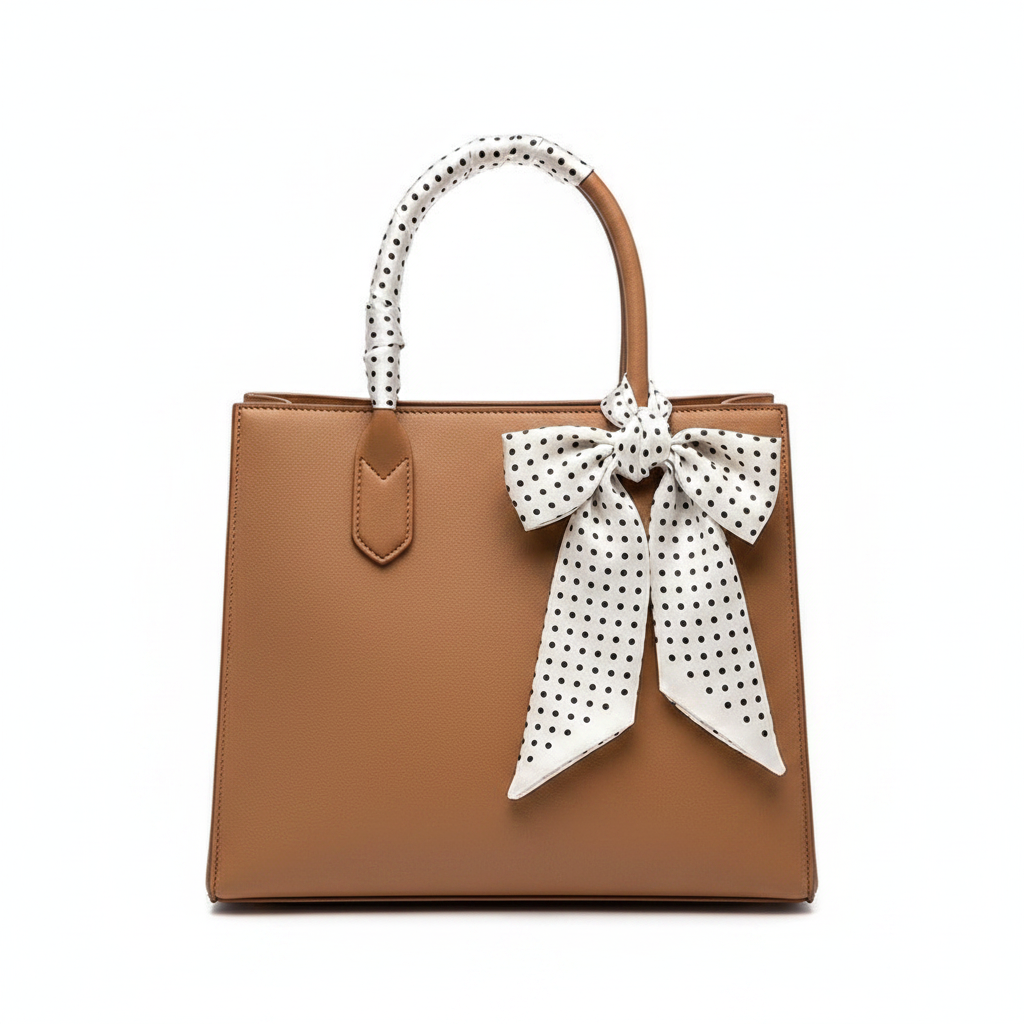 White Scarf – Bow on Tote Front