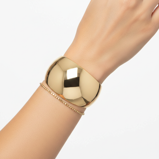 Wide Gold Bangle - Layered