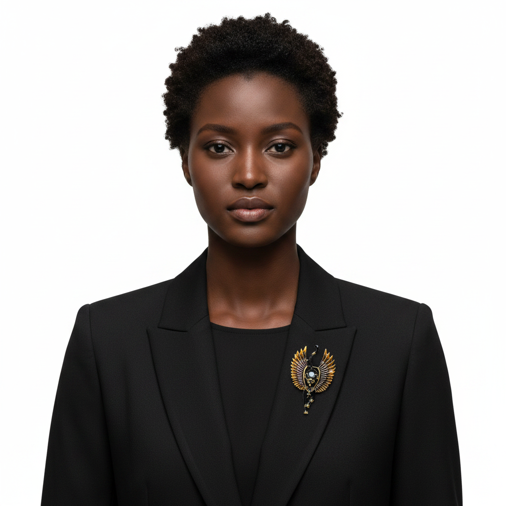 Winged Bastet Brooch - Front Lifestyle