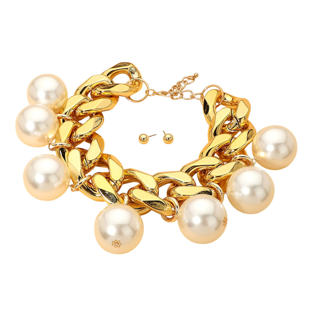 Bold Chunky Pearl Drop Chain Necklace Statement Jewelry for Women