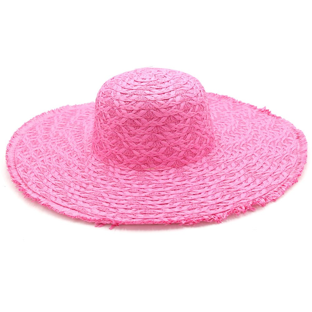 Women's Wavy Brim Embroidered Straw Hat - Hautefull
