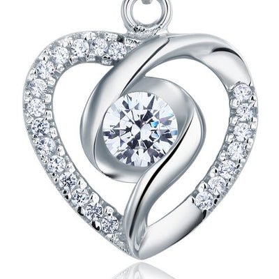 0.5 Carat Lab Created Heart 925 Sterling Silver Necklace - Hautefull
