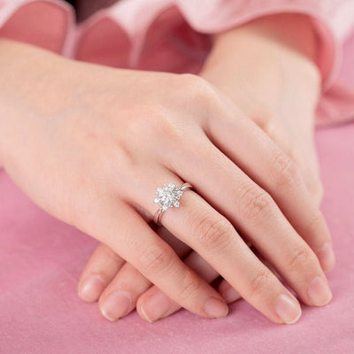 1 Ct Floral Moissanite Diamond Engagement Ring - Hautefull