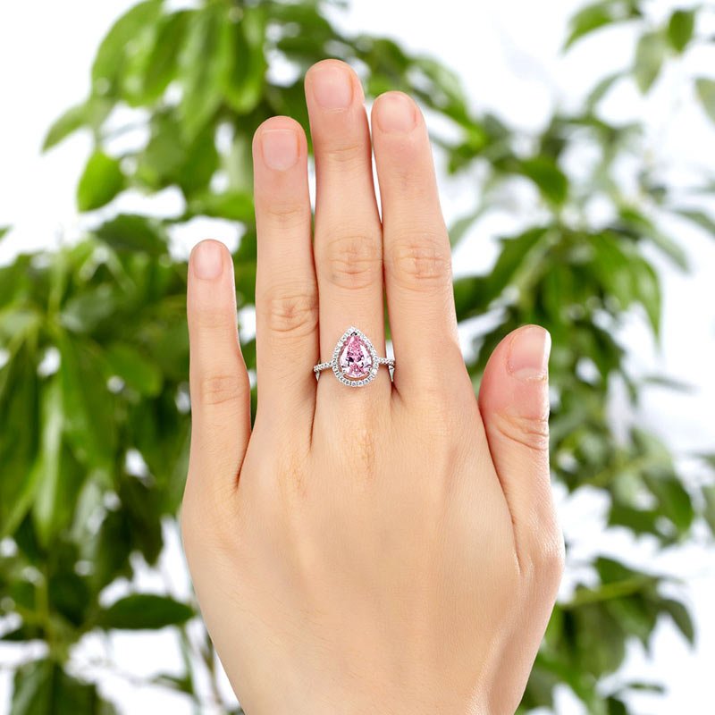 2ct Created Pink Sapphire Sterling Silver Engagement Ring - Hautefull