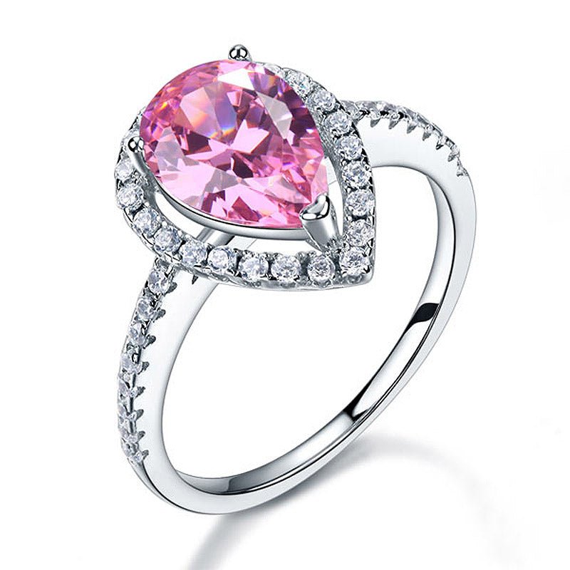 2ct Created Pink Sapphire Sterling Silver Engagement Ring - Hautefull