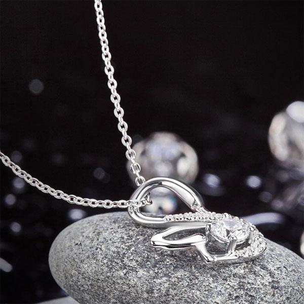 925 Sterling Silver Swan Pendant Necklace - Hautefull