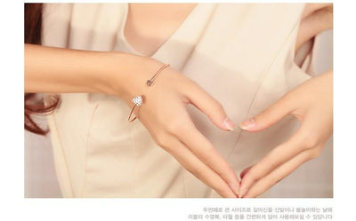 Adjustable Heart Bangle Bracelet for Women - Hautefull