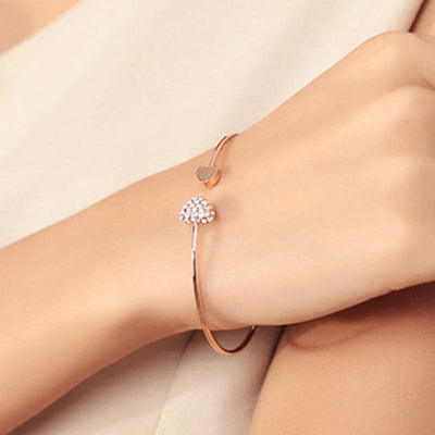 Adjustable Heart Bangle Bracelet for Women - Hautefull