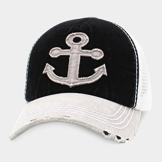 Anchor Sign Embroidered Baseball Cap - Hautefull