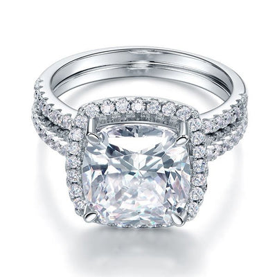 Antoinette Created Diamond 2Pc 925 Sterling Silver Wedding Ring Set - Hautefull