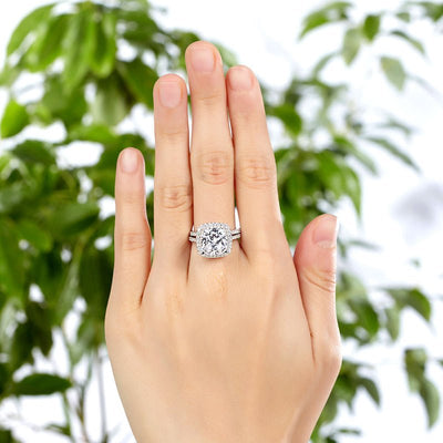 Antoinette Created Diamond 2Pc 925 Sterling Silver Wedding Ring Set - Hautefull