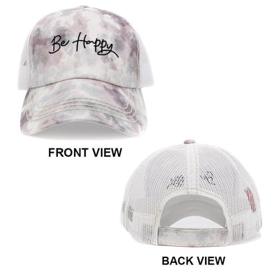 "Be Happy" Tie Dye Baseball Cap - Hautefull