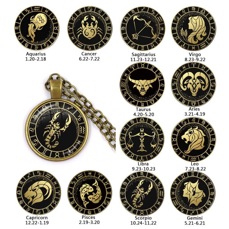 Bronze Print Zodiac Sign Pendant Necklace - Hautefull