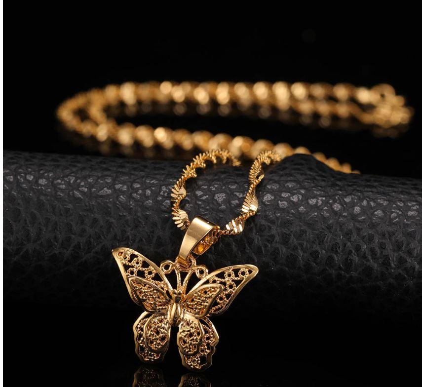 Butterfly Bib Necklace Gold Plated - Hautefull