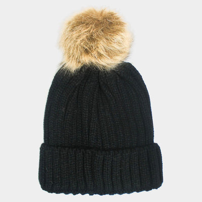 Cable Knit Pom Pom Beanie Hat - Hautefull