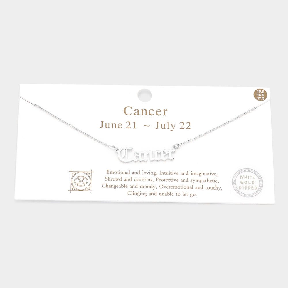 "Cancer" Zodiac Name Pendant Necklace - Hautefull