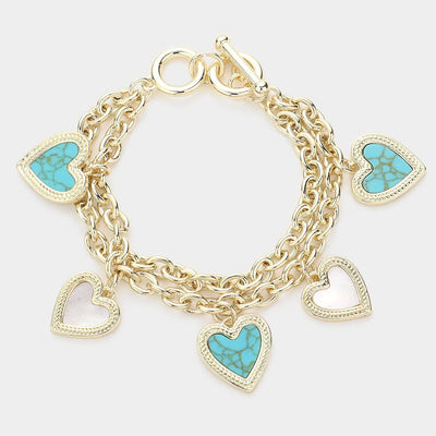Chain Link Heart Charm Bracelet - Hautefull