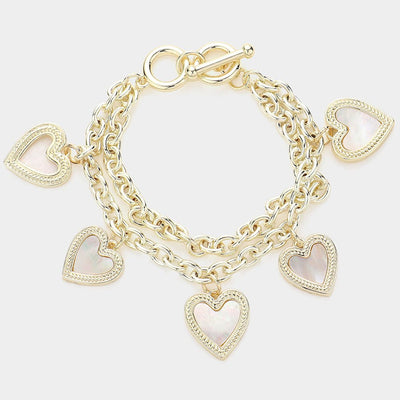 Chain Link Heart Charm Bracelet - Hautefull