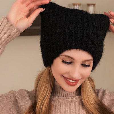 Cozy Cat Knit Beanie Hat - Hautefull