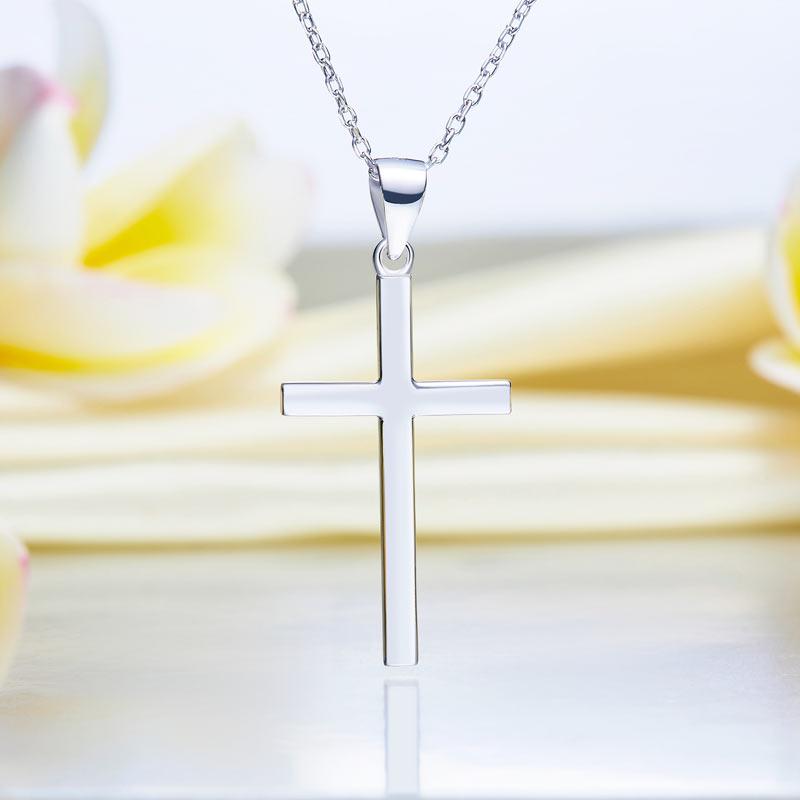 Cross Pendant Necklace Solid 925 Sterling Silver - Hautefull