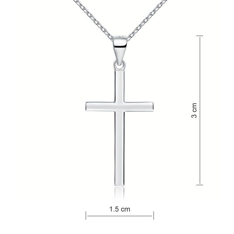 Cross Pendant Necklace Solid 925 Sterling Silver - Hautefull