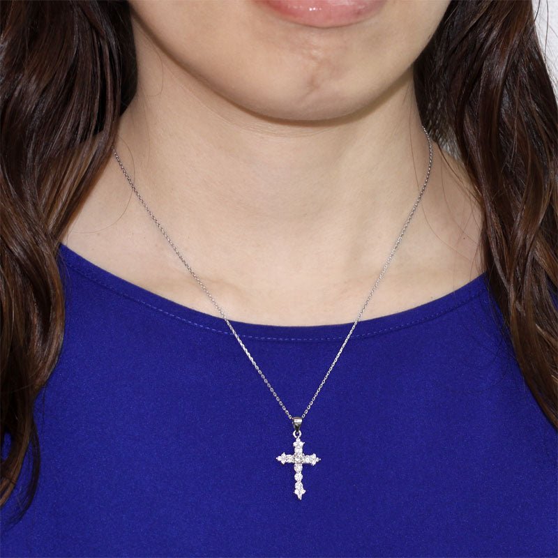 Cross Pendant Necklace Sterling Silver - Hautefull