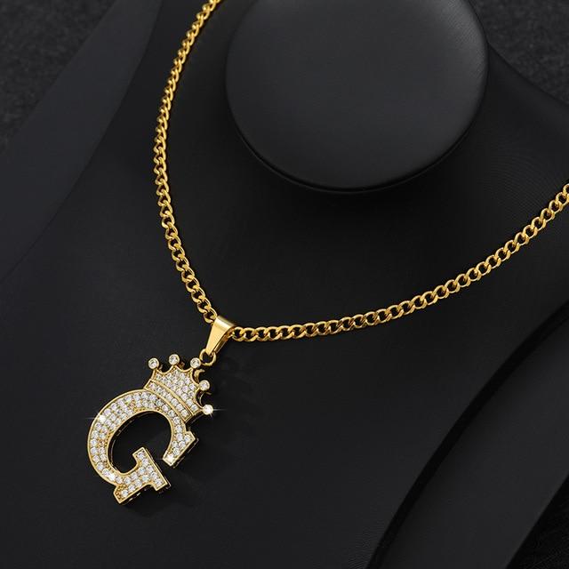 CZ letter G Initial Pendant Necklace - Hautefull
