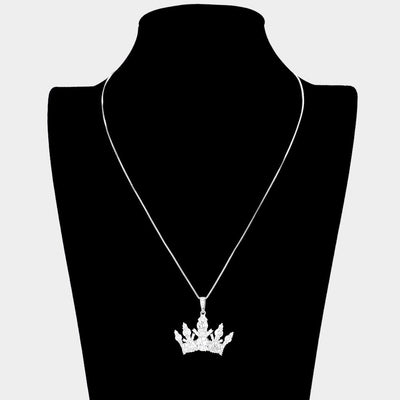 CZ Crown Pendant Chain Necklace - Hautefull