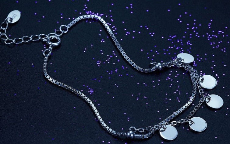 Dangling Charms Sterling Silver Chain Bracelet - Hautefull
