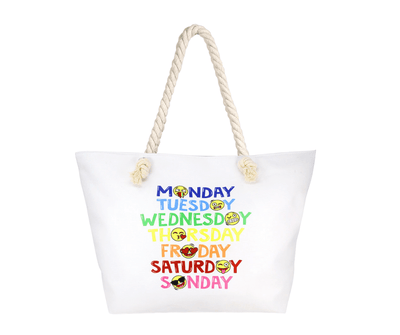 Days of the Week Emoji Print Beach Bag - Hautefull