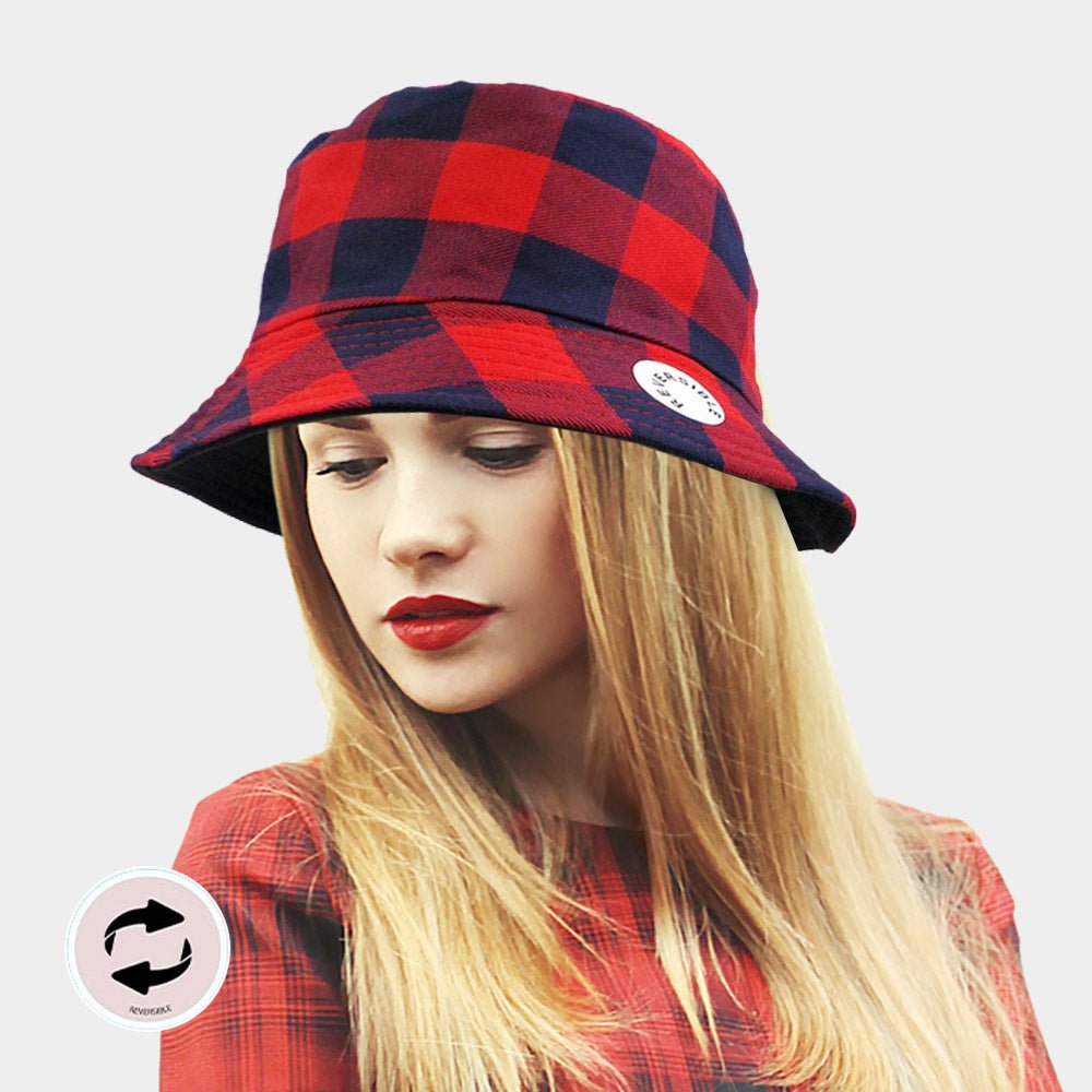 Hat Check Dual-Sided Check Pattern Bucket Hat – Hautefull