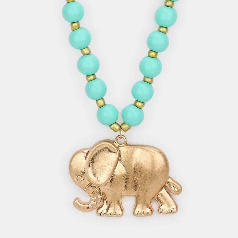 Gold Elephant Wood Necklace - Hautefull