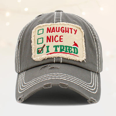 " I Tried" Message for Santa Baseball Cap - Hautefull