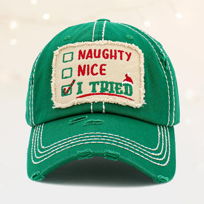 " I Tried" Message for Santa Baseball Cap - Hautefull