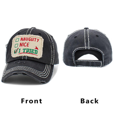 " I Tried" Message for Santa Baseball Cap - Hautefull